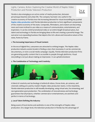 Lights, Camera, Action: Naples Video & Florida TV Production