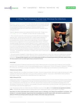 2 Ways That Chiropractic Care Can Minimize Ear Infections