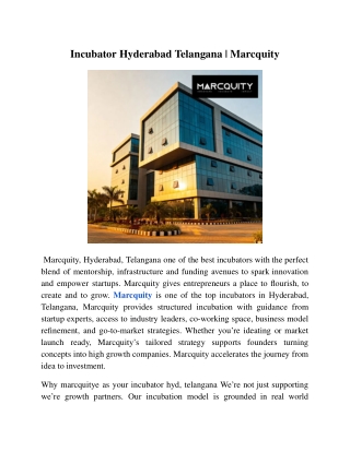 Incubator Hyderabad Telangana