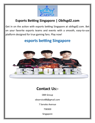 Esports Betting Singapore​ Ob9sgd2