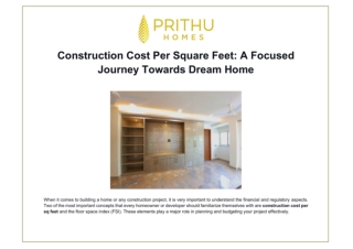 Construction Cost Per Square Feet: A Focused Journey Towards Dream Home