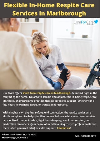 Flexible In-Home Respite Care Services in Marlborough