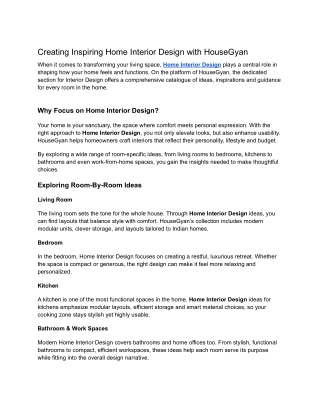 Creating Inspiring Home Interior Design with HouseGyan