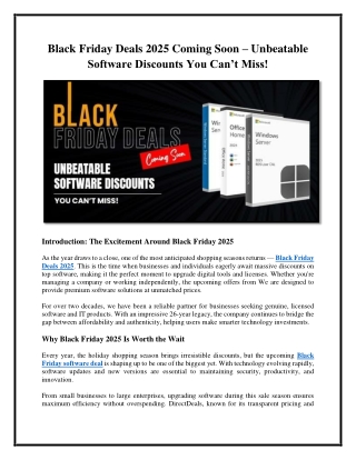 Black Friday Software Deal