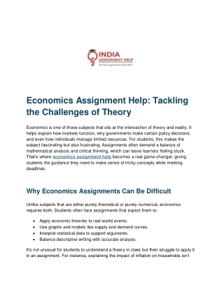 Economics Assignment Help - Tackling the Challenges of Theory