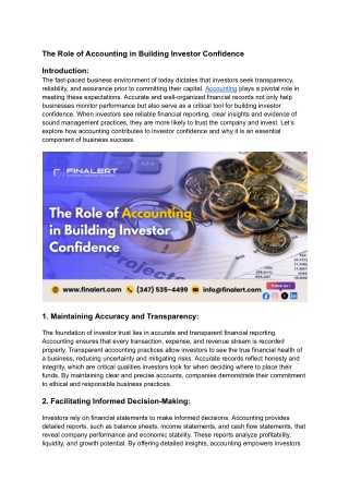The Role of Accounting in Building Investor Confidence