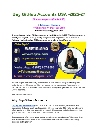 Buy GitHub Accounts USA -2025-27