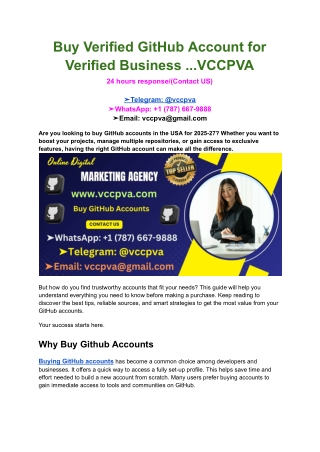 Buy Verified GitHub Account for Verified Business ...VCCPVA