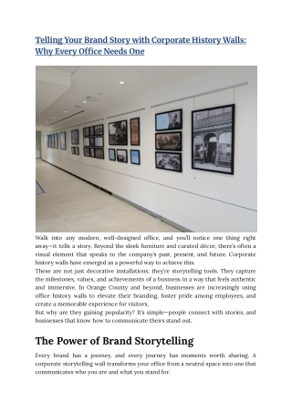 Telling Your Brand Story with Corporate History Walls: Why Every Office Needs On