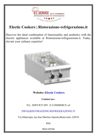 Electic Cookers  Ristorazione-refrigerazione.it