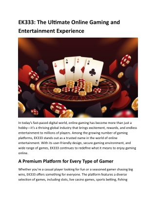 EK333 The Ultimate Online Gaming and Entertainment Experience