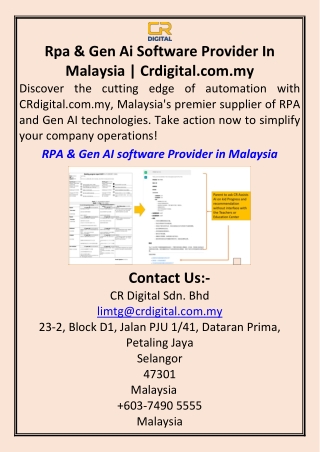 Rpa & Gen Ai Software Provider In Malaysia  Crdigital.com.my