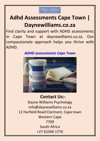 Adhd Assessments Cape Town  Daynewilliams.co.za