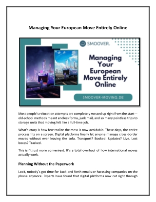 Managing Your European Move Entirely Online