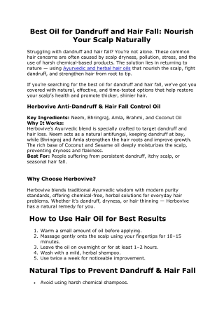 Best Oil for Dandruff and Hair Fall Nourish Your Scalp Naturally