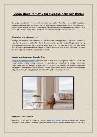 Gröna städalternativ för svenska hem och flyttar
