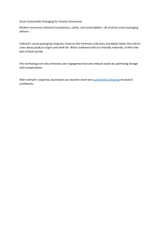 Smart Sustainable Packaging for Smarter Businesses