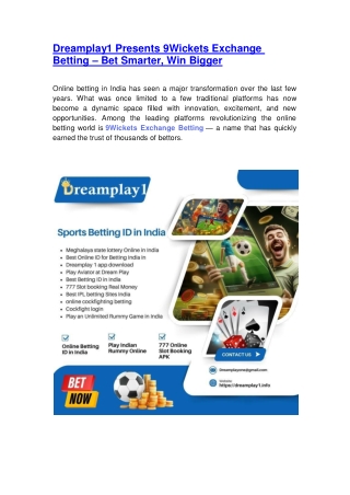 Dreamplay1 Presents 9Wickets Exchange Betting – Bet Smarter, Win Bigger