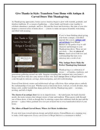 Give Thanks in Style Transform Your Home with Antique & Carved Doors This Thanksgiving