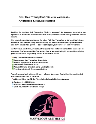 Best Hair Transplant Clinic in Varanasi.pdf