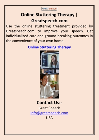 Online Stuttering Therapy Greatspeech.com