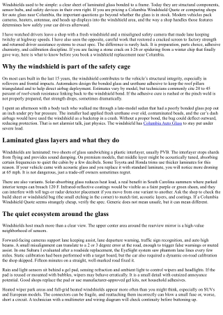 Windshield Replacement Near Columbia: Safety Features You Should Know