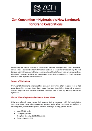 Zen Convention – Hyderabad’s New Landmark for Grand Celebrations