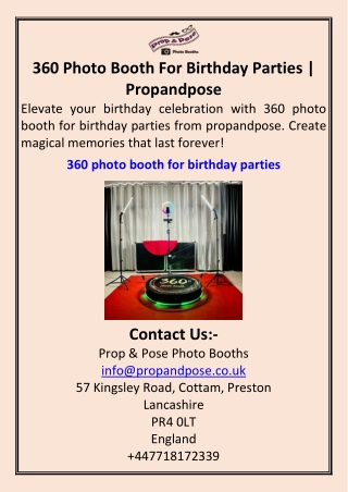 360 Photo Booth For Birthday Parties Propandpose