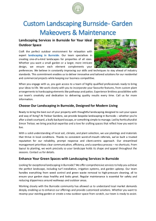 Custom Landscaping Burnside - Garden Makeovers & Maintenance