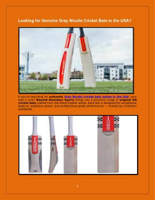 Looking for Genuine Gray Nicolls Cricket Bats in the USA?