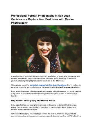 Professional Portrait Photography in San Juan Capistrano – Capture Your Best Look with Casian Photography