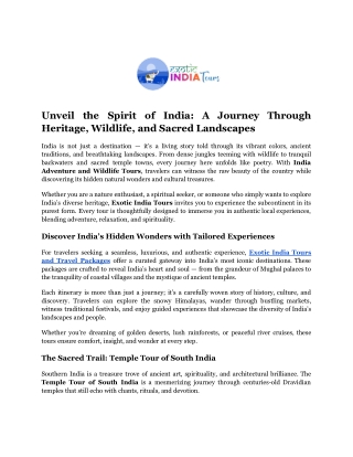 Unveil the Spirit of India_ A Journey Through Heritage, Wildlife, and Sacred Landscapes