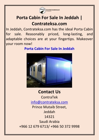 Porta Cabin For Sale In Jeddah Contrateksa.com