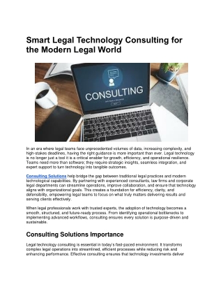 Smart Legal Technology Consulting for the Modern Legal World