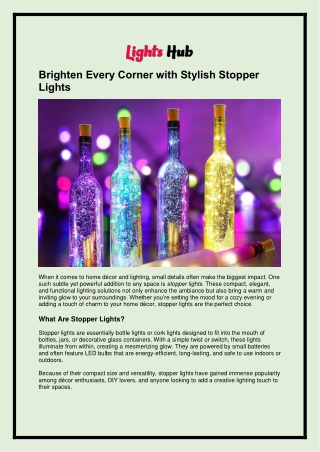 Brighten Every Corner with Stylish Stopper Lights