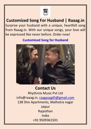 Customized Song For Husband Raaag.in