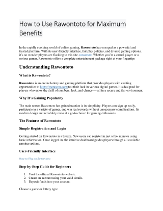 Step-by-Step Guide to Rawontoto Techniques