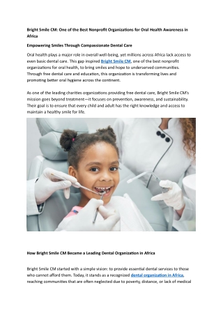 Bright Smile CM One of the Best Nonprofit Organizations for Oral Health Awareness in Africa