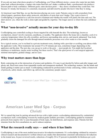 Proven Trust: Thousands Choose CoolSculpting at American Laser Med Spa