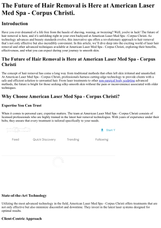 The Future of Hair Removal is Here at American Laser Med Spa - Corpus Christi.
