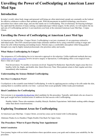 Unveiling the Power of CoolSculpting at American Laser Med Spa