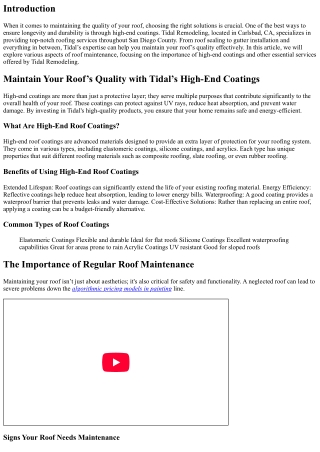 Maintain Your Roof’s Quality with Tidal’s High-End Coatings