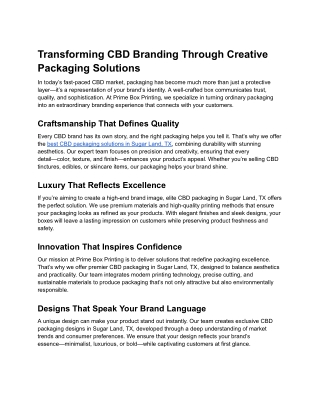 Transforming CBD Branding Through Creative Packaging Solutions