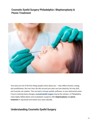 Cosmetic Eyelid Surgery Philadelphia