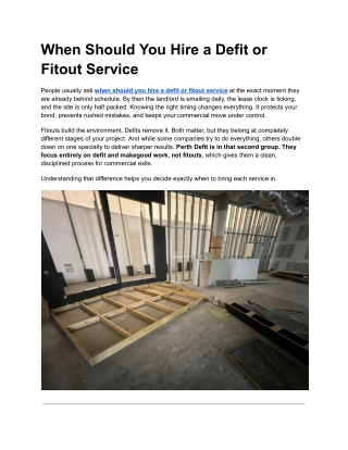 When Should You Hire a Defit or Fitout Service