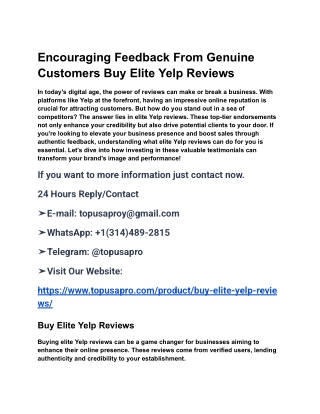 Encouraging Feedback From Genuine Customers Buy Elite Yelp Reviews
