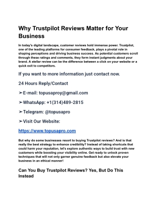 Why Trustpilot Reviews Matter for Your Business