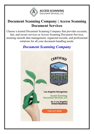 Document Scanning Company | Access Scanning Document Services