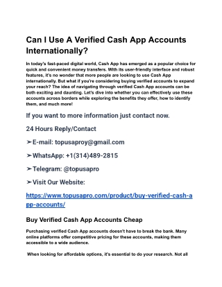 Can I Use A Verified Cash App Accounts Internationally