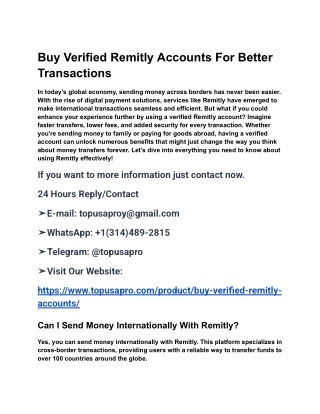 Buy Verified Remitly Accounts For Better Transactions